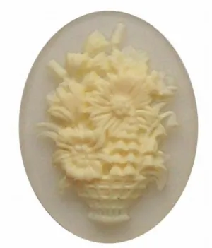 40x30mm Crystal Flower Basket Resin Cameo 276x