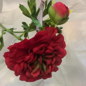 an artificial red ranunculus silk flower spray