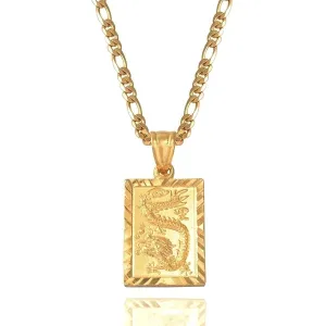 Classy Men Gold Plated Dragon Pendant Necklace