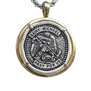 Classy Men Saint Michael Medal Pendant Necklace