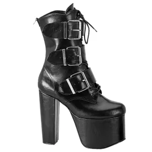 Demonia TORMENT-703 | Black Vegan Leather Ankle Boots