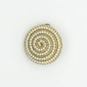 Elegant Circular Vintage Faux Pearl German Brooch