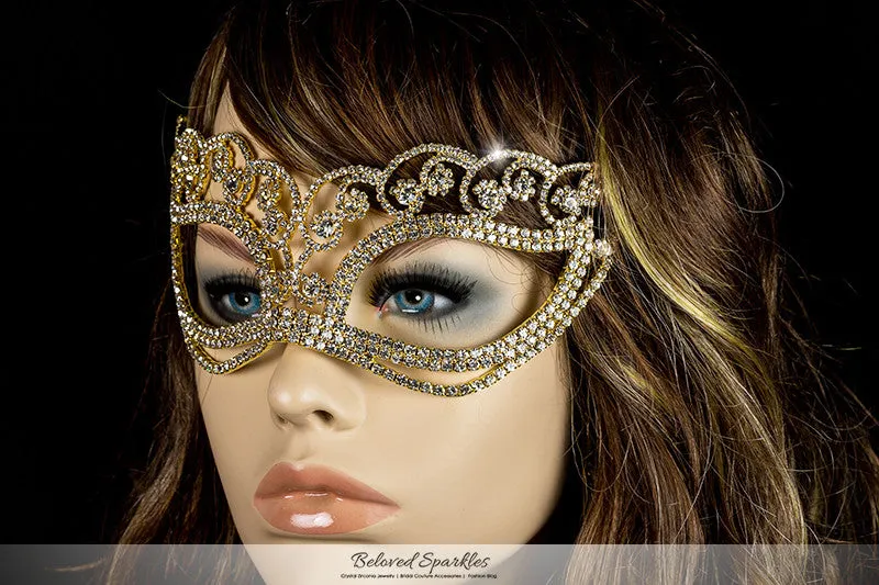 Francine Flower Gold Masquerade Mask | Crystal | Gold