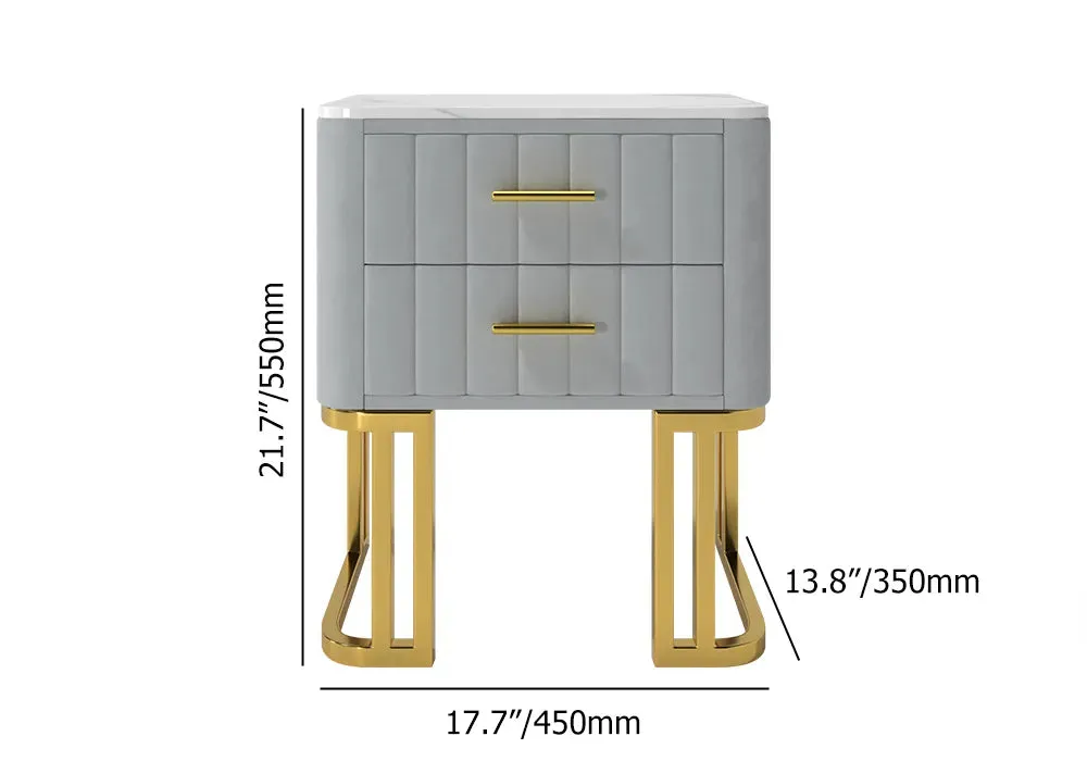 Gello Side Table in 2 Drawers in SS Frame