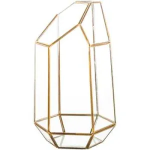 GEOMETRIC 9.5"x5" PLANTER GLASS TERRARIUM VASE (Gold)- GEO1