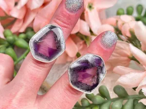 Geometric Amethyst Rings