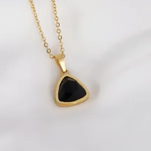 Gold-Plated Black Agate Necklace