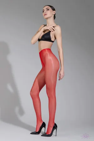 Maison Close Satin 10 Denier Red Tights