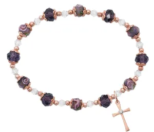 ROSE GOLD FLOWER CROSS STRETCH BRACELET