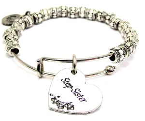 Step-Sister Heart Metal Beaded Bracelet