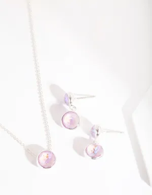 Swarovski Purple Crystal Earring Necklace Set