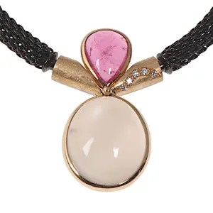 Vario Clasp Moonstone and Pink Tourmaline 18K yellow gold